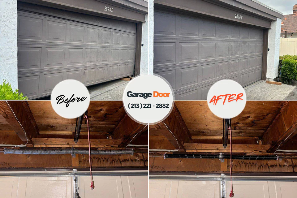 Before and after: garage door repair Auburn, ME